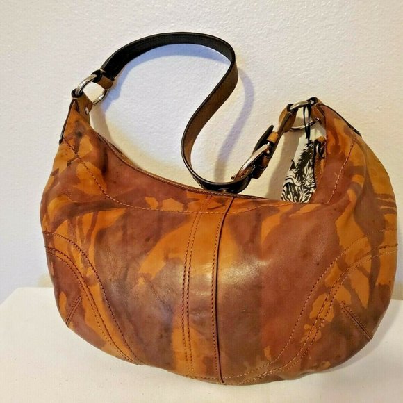 **SOLD***********Leather shoulder bag Handbag Camo Tan black brown cowgirl rodeo - Picture 2 of 8